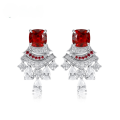 wholesale S925 Sterling Silver European and American New Stylish Personality Cultured Ruby Earrings Light Luxury Small Skirt Earrings Cross-border Hot Selling-0-0