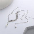 wholesale S925 Sterling Silver Retro Korean-style Wheat Grain Pearl Tassel Pendant French Literary Chic Versatile Necklace-0-1