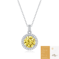 wholesale [925 Sterling Silver] Paved Round Brilliant Cut Yellow Moissanite Pendant Necklace for Women, Stylish Gift Accessory, Ready to Ship Wholesale-0-6