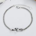 wholesale S925 Sterling Silver Intertwined Hearts Knot Minimalist Ins Niche Design Chain Bracelet for Women-0-0