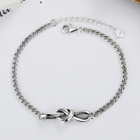 wholesale S925 Sterling Silver Intertwined Hearts Knot Minimalist Ins Niche Design Chain Bracelet for Women-YS048/approx. 5.68g 925 silver