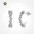 wholesale S925 Sterling Silver Light Luxury High-End C-Shaped Zircon Design Semi-Circle Earrings for Women, Exquisite and Versatile Ins Style Earrings-0-0