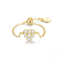 wholesale 925 Sterling Silver Adjustable Open Heart Butterfly Zircon Ring,ins。-Gold#1 Adjustable opening