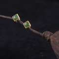 wholesale Gold-plated 925 Silver Inlaid with Hetian Jasper Minimalist Square Earrings with Certificate-0-3