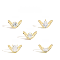 wholesale S925 Sterling Silver 2-carat Moissanite Ring with Waterdrop, Marquise, and Round Cut Large Stone in Gold Tone-2 carat round moissanite ring US size 7 (domestic size 15)