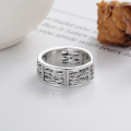 wholesale S925 Sterling Silver Retro Style "Daily Fortune and Wealth" Abacus Ring with Flexible Beads, Creative Ethnic Style Unisex Ring-0-2