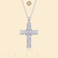 wholesale S925 Sterling Silver High-End Fashion Cross Necklace for Women, Versatile for Parties, Hot-Selling Overseas Moissanite Collarbone Chain-0-0