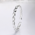 wholesale S925 Sterling Silver Fashion Minimalist Versatile Twist Rope Design Trendy Viral Open Adjustable Ring-0-0