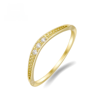 wholesale 10K Gold Artli Jewelry Light Luxury Minimalist Niche V-Line Zircon Ring Women Birthday Gift-10K Gold Simple Zircon Thin Ring 7 (Meido)