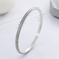 wholesale Sterling silver S990 vintage antique matte finish auspicious cloud pattern push-pull design open bangle bracelet from Yunchaoxuan-0-2