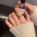 wholesale S925 Sterling Silver Retro Irregular Wave Ring for Women, Hip-Hop Ins Fashion Adjustable Open Thumb Ring-0-1