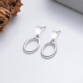 wholesale S925 Sterling Silver Minimalist Oval One-Piece Stud Earrings, Trendy and Unique Niche Design, Versatile Women's Earrings-0-1