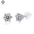 wholesale S925 Sterling Silver Minimalist Luxury Earrings for Women, Elegant Wedding Fashion Premium Moissanite Simple Six-Prong Stud Earrings-0-5