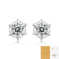 wholesale 925 Sterling Silver Moissanite Snowflake Earrings Simple Stud Earrings Source Live Streaming Hot Sale Silver Earrings In-Stock Set-0-6