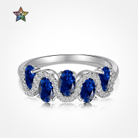 wholesale S925 Sterling Silver Korean Japanese Light Luxury Hit Women's Cocktail Ring with Wave Design and Small Advanced Style-Platinum Green DY120979-SW-WG 9