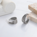 wholesale Metal S925 Silver Fashion Retro Aged C-Shaped Coil Minimalist Circle Metal Wind Niche Trendy Hoop Earrings Ear Clips-0-1