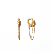 wholesale S925 Sterling Silver Star-studded Hoop Earrings With Chain Fringe, An Ins Bestseller-gold