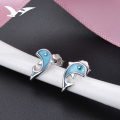wholesale S925 Silver Earrings for Women, Fashion Creative Dolphin Enamel Ear Studs, Minimalist Earrings Wholesale from the Source Factory-0-0