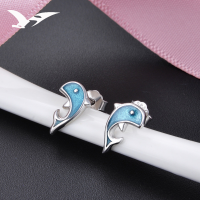 wholesale S925 Silver Earrings for Women, Fashion Creative Dolphin Enamel Ear Studs, Minimalist Earrings Wholesale from the Source Factory-Earrings-Not with Tremella Plugs 925 Silver