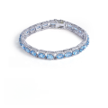 wholesale S925 Silver High-End Natural Swiss Blue Topaz Bracelet for Women, Fashionable and Luxurious Natural Gemstone Bracelet-0-5
