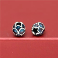 wholesale S925 Sterling Silver Thai Silver Enamel Fired Blue Lotus Bead Cloisonné Enamel Spacer Beads DIY Cinnabar Bracelet Accessories-0-5