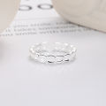 wholesale S925 Sterling Silver Fashion Minimalist Plain Loop Buckle Design Individual Internet-FamousIns Style Open-End Ring-0-3