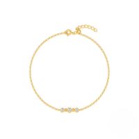 wholesale S925 Sterling Silver Light Luxury Round Zircon Bracelet, Korean Style Niche Ins Minimalist Fashion Zircon Accent-Gold 925 silver