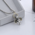 wholesale S925 Sterling Silver Creative Prayer Cute Little Angel Golden Halo Wings Guardian Pendant DIY Accessory-0-2