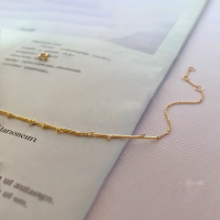 wholesale S925 sterling silver solid body trendy one-word bracelet, exquisite, fashionable, versatile, niche, and luxurious-BS0070-Gold>925 Silver