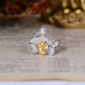 wholesale S925 Silver Plated 18K Gold, Natural Citrine 7x9mm Oval High-End Jewelry Closed Ring-0-1