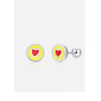 wholesale Sterling Silver Round Heart Screw Ear Studs Women Korean Version Simple and Fresh Earrings Unique Niche Design Sense Jewelry-001185-Platinum 925 Silver