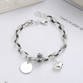 wholesale S925 silver retro distressed love smiley face multi-accessory trendy bold bracelet-0-0