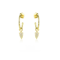 wholesale 925 Sterling Silver Geometric Hoop Earrings for Women with Zircon Accents, Teardrop Design, Cross-Border E-Commerce Style-Gold>925 silver