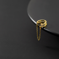 wholesale S925 silver sweet ear cuff without piercing Korean Japanese style line hollow single diamond chain earrings M00160-0-1