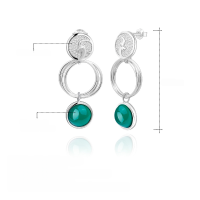 wholesale 925 Silver Designer High-End Capricorn Zodiac Earrings Geometric Minimalist Style Green Agate Stud Earrings-Green agate earrings
