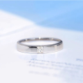 wholesale 18k white gold diamond ring 20-point wedding band for men couple's ring square diamond engraveable birthday gift-0-5