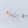 wholesale S925 Sterling Silver Nalan Small and Exquisite Rainbow-Colored Heart-shaped Mini Ear Studs G2459-0-3