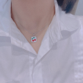 wholesale S925 Sterling Silver Ins Style Minimalist Square Cherry Necklace for Women, Small and Chic Design, Cute and Sweet Collarbone Chain, Versatile-0-5