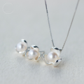 wholesale S925 Sterling Silver Women's Fashion Pearl Flower Necklace Sweet Choker D0698-0-0