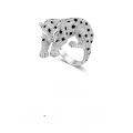 wholesale 925 Silver Gold Plated Ring with High Carbon Diamond, Cartier Panther Black Enamel High-End Jewelry, Exquisite and Versatile Women's Ring-0-1