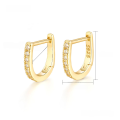 wholesale S925 Sterling Silver Earrings, Minimalist High-End Diamond-Accented U-Shaped Geometric Hoop Earrings European and American Ear Clasps-0-6