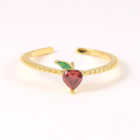 wholesale S925 Sterling Silver Miniature Zircon Fruit Ring, A Trendy And Creative Ins-style Ring, Popular In Europe And America-Gold-Apple Adjustable opening