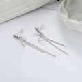 wholesale S925 Sterling Silver Korean-style Geometric Circle Long Chain Tassel Elegant Lady Versatile Earrings-0-1