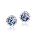 wholesale S925 Sterling Silver European and American Sweet Style Cultured Alexandrite Earrings Fashionable Trendy Cross-border Hot Picks Stud Earrings-0-0