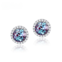 wholesale S925 Sterling Silver European and American Sweet Style Cultured Alexandrite Earrings Fashionable Trendy Cross-border Hot Picks Stud Earrings-Cultured Alexandrite &gt; 925 Silver
