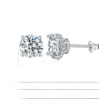 wholesale S925 Silver Fashionable and Elegant Korean-style Round Four-Prong Earrings for Women with Moissanite, Niche and Exquisite Cross-Border Earring Wholesale-0-1