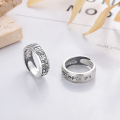 wholesale S925 sterling silver antique vintage ethnic style minimalist wide band ring with a hundred blessings design-0-2