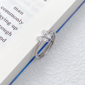 wholesale S925 Sterling Silver Bow Ribbon Inlaid with Diamond Ring for Women, New Fashionable and Luxurious, Minimalist and High-End-0-2