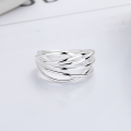 wholesale S925 Silver Fashion Cross-Border European and American Ins Style Irregular Multi-Line Crossover Trendy Open Ring-0-1