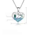 wholesale S925 Silver Enamel Designer High-End Gem Pendant "Heart Lake" Natural Diopside Necklace Pendant-0-0